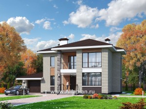 Проекты домов Альфаплан - «Формула успеха» - загородный дом с гаражом - превью основного изображения