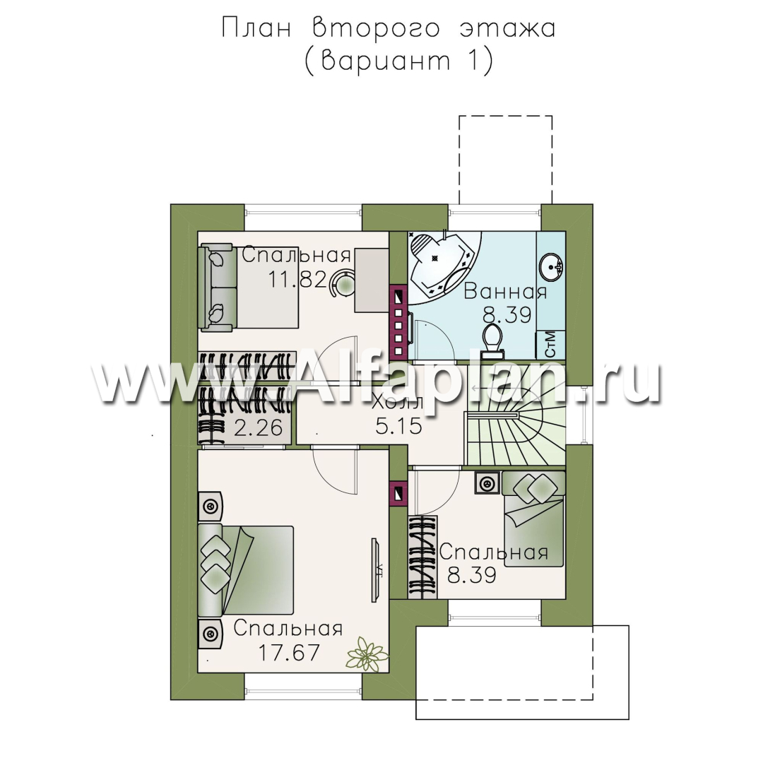 Проекты домов Альфаплан - «Оптима»- стильный небольшой дом - план проекта №2