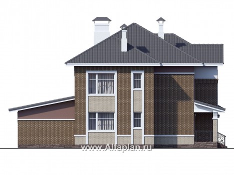 Проекты домов Альфаплан - «Арно» - классический особняк с двусветной столовой и бассейном - превью фасада №3
