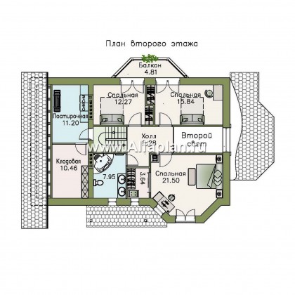 Проекты домов Альфаплан - «Регенсбург Плюс» - коттедж с цокольным этажом и верандой - превью плана проекта №3