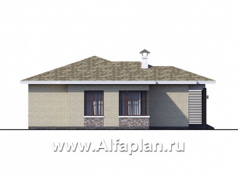 Проекты домов Альфаплан - Проект одноэтажного дома с угловыми окнами - превью фасада №3
