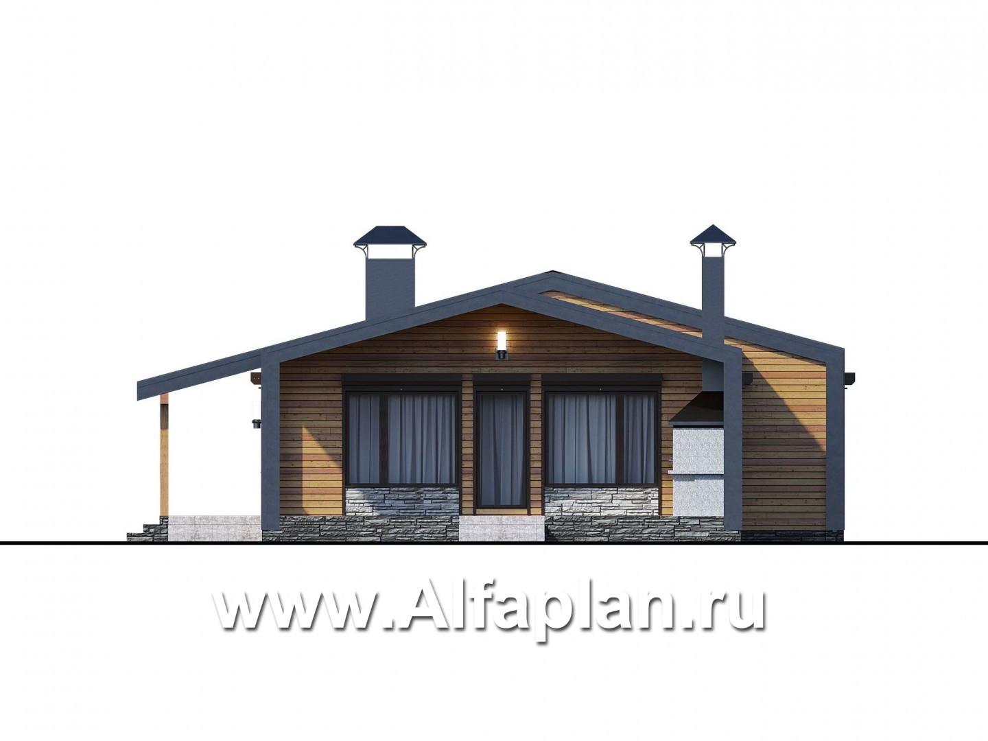 Проекты домов Альфаплан - «Лямбда» - просторный дом в современном стиле - изображение фасада №1