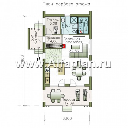 Проекты домов Альфаплан - «Сигма» - стильный двухэтажный каркасный дом - превью плана проекта №1