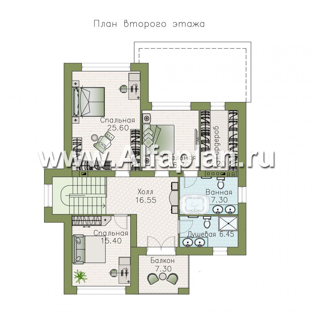 Проекты домов Альфаплан - «Формула успеха» - загородный дом с удобной планировкой - изображение плана проекта №2