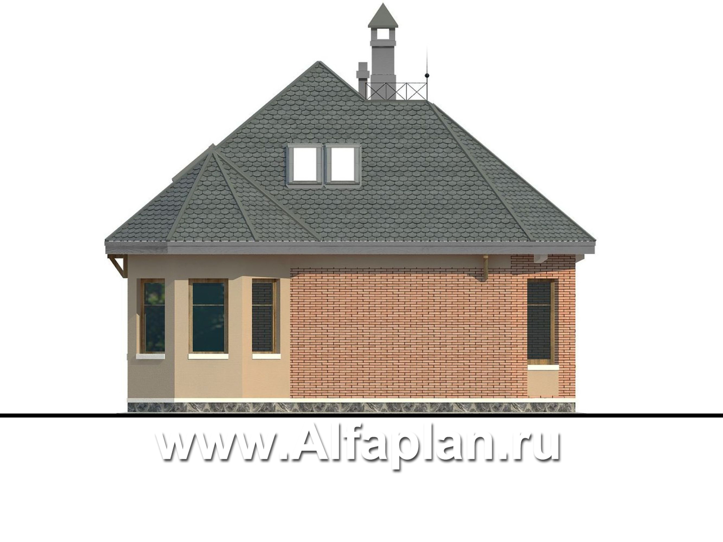 Проекты домов Альфаплан - «Душечка» - небольшой дом с мансардой - изображение фасада №3