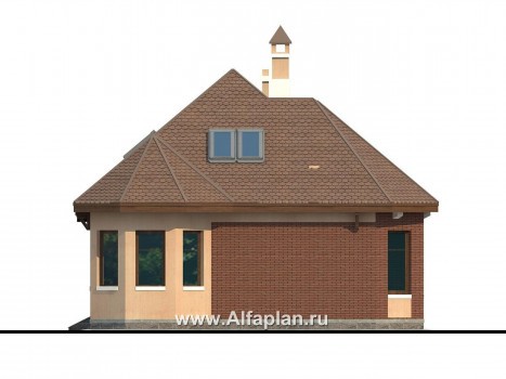 Проекты домов Альфаплан - «Душечка» - удобный дом для жизни и отдыха - превью фасада №3