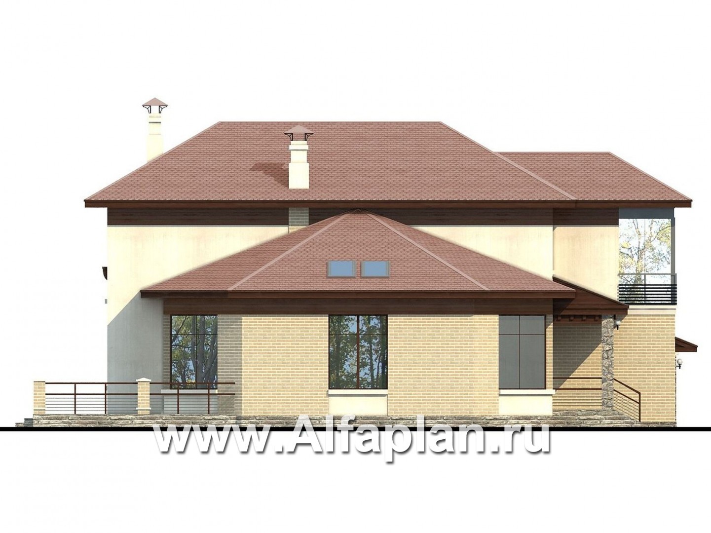 Проекты домов Альфаплан - «Рубин» - современный дом c оригинальной гостиной - изображение фасада №3