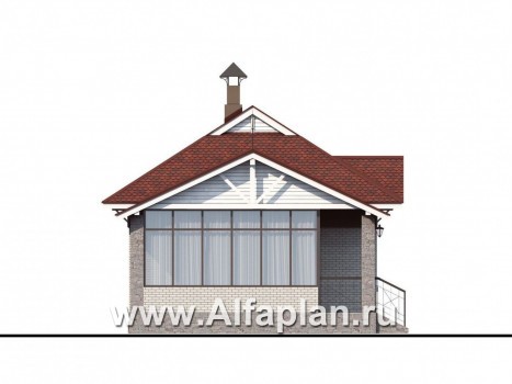 Проекты домов Альфаплан - Проект гостевого кирпичного дома - превью фасада №3