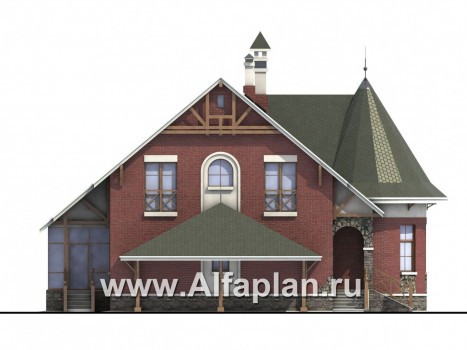 Проекты домов Альфаплан - «Альтбург» - коттедж в романтическом стиле - превью фасада №3