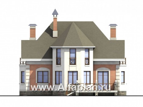 Проекты домов Альфаплан - «Ноблесса»  - коттедж в стиле «Петровское барокко» - превью фасада №4