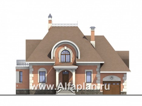 Проекты домов Альфаплан - «Эвита» - респектабельный дом с гаражом - превью фасада №1