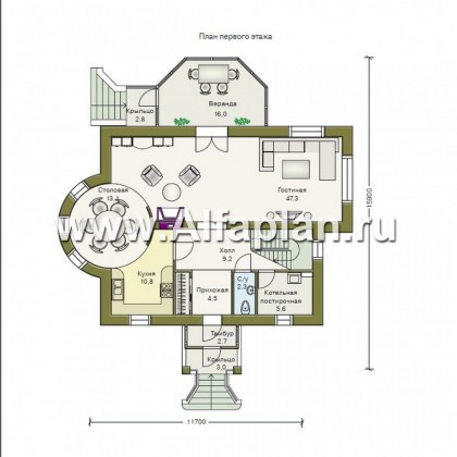 Проекты домов Альфаплан - «Эвита» - уютный дом загородный дом - превью плана проекта №1