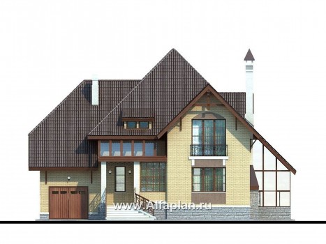 «Суперстилиса» - проект двухэтажного дома, с террасой и с гаражом,  с рациональной планировкой - превью фасада дома