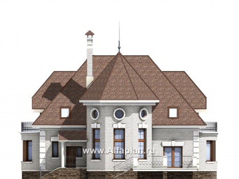 Проекты домов Альфаплан - «Белта» -  двухэтажный коттедж в романтическом стиле - превью фасада №4