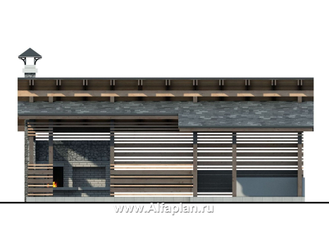 Проекты домов Альфаплан - Летняя кухня, современная элегантная беседка - превью фасада №1
