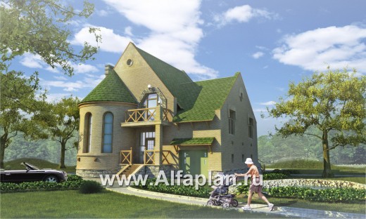 Проекты домов Альфаплан - «Онегин» - представительный загородный дом в стиле замка - превью дополнительного изображения №2