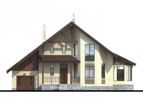 «Регенсбург»- проект дома, в немецком стиле, с эркером, с гаражом и с террасой - превью фасада дома