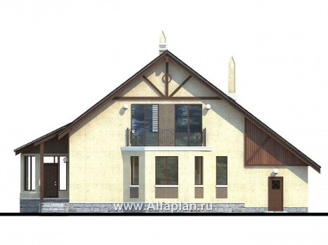 «Регенсбург»- проект дома, в немецком стиле, с эркером, с гаражом и с террасой - превью фасада дома
