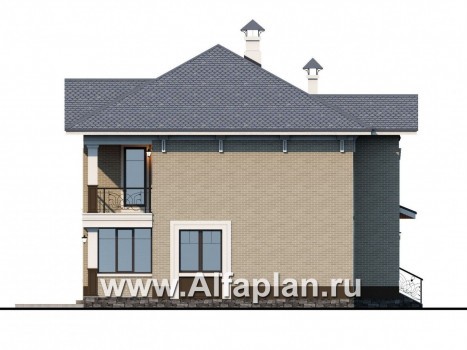 «Зазеркалье»- проект двухэтажного коттеджа, с террасой и балконом, в стиле модерн - превью фасада дома