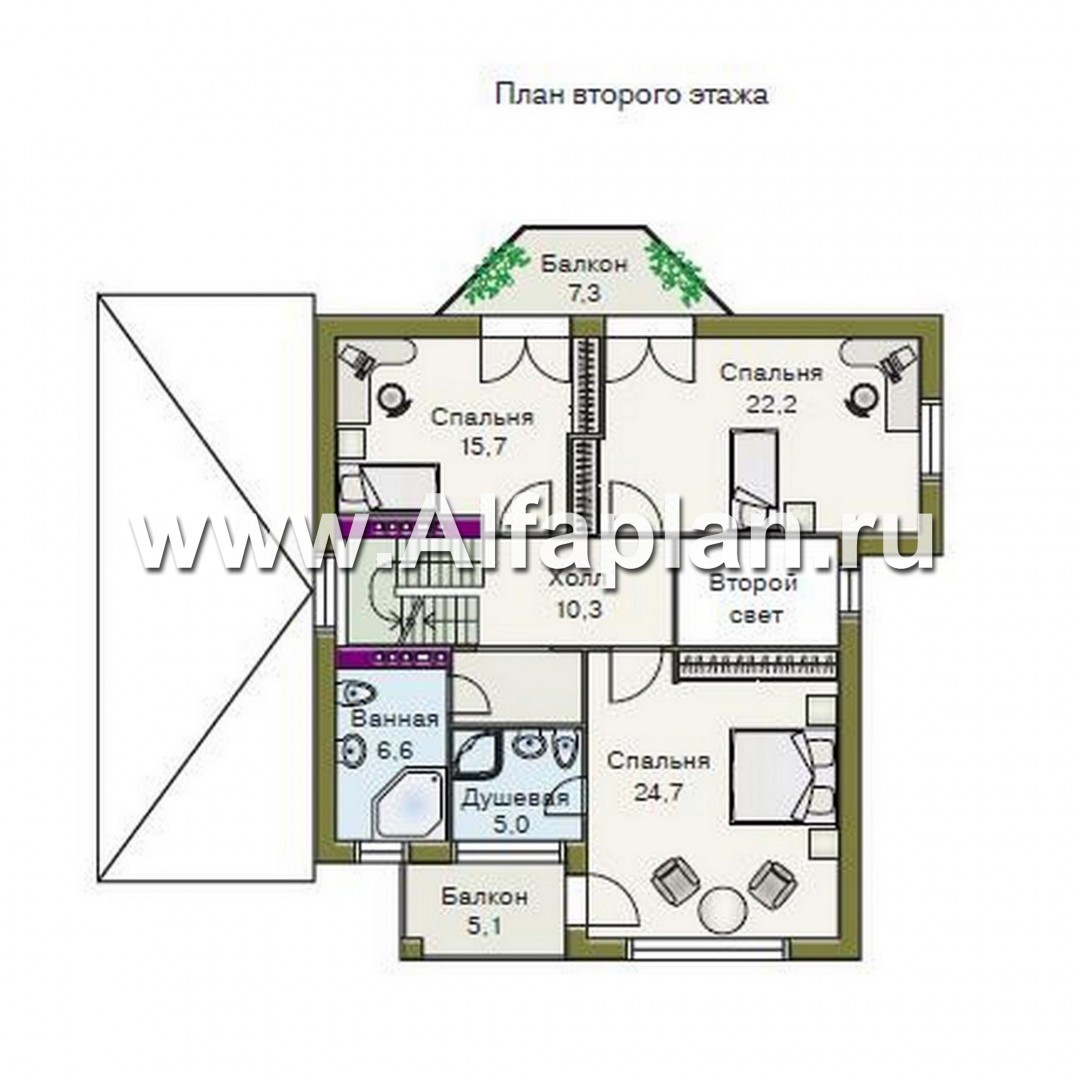 Проекты домов Альфаплан - «Принцесса на горошине»  - представительный трехэтажный особняк - изображение плана проекта №3