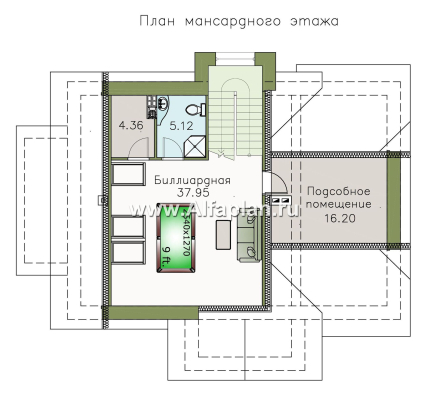 Проекты домов Альфаплан - «Ясная поляна» - удобный коттедж для большой семьи с бильярдной - превью плана проекта №4