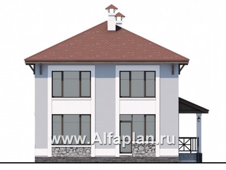 Проекты домов Альфаплан - Кирпичный дом «Собственный рай» - превью фасада №4