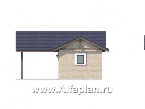 Проекты домов Альфаплан - Навес-стоянка для машин с небольшой кладовой - превью фасада №2