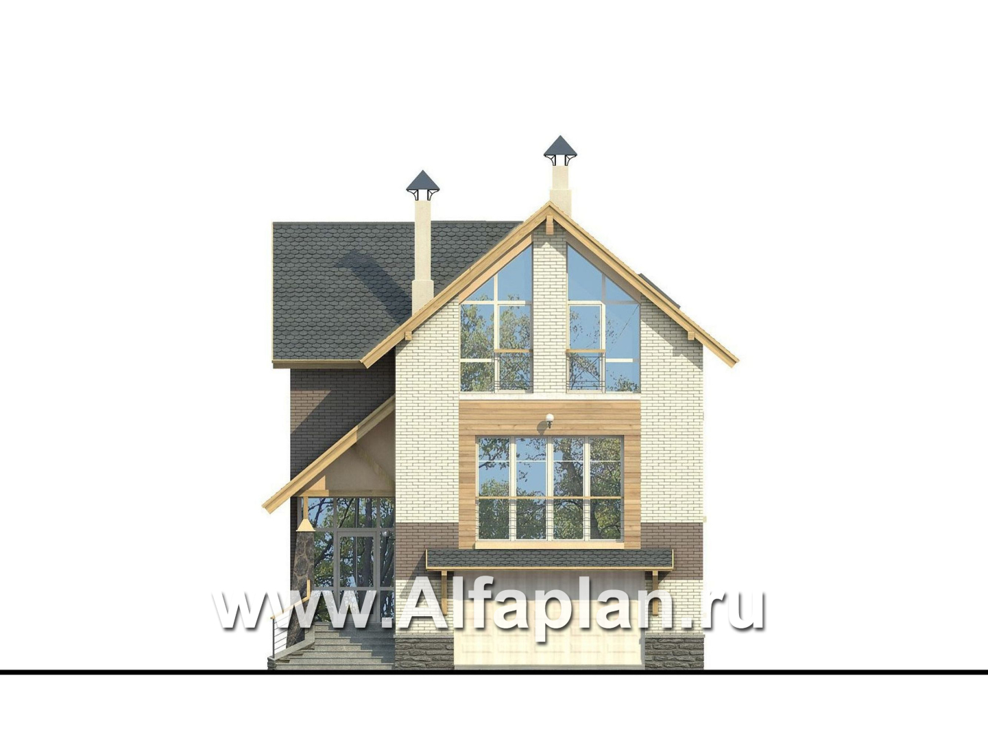 Проекты домов Альфаплан - «Эврика!» - удобный дом из блоков или кирпичей для маленького участка - изображение фасада №1