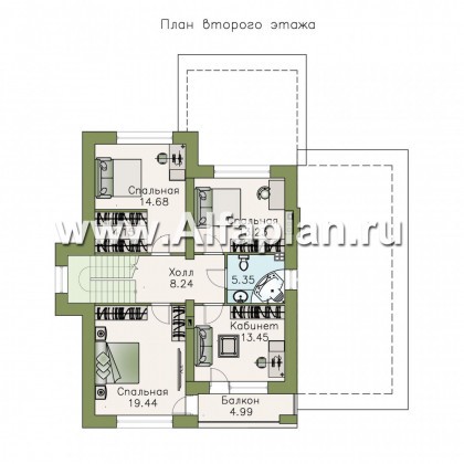 Проекты домов Альфаплан - «Сектор счастья» - стильный современный дом с гаражом - превью плана проекта №2