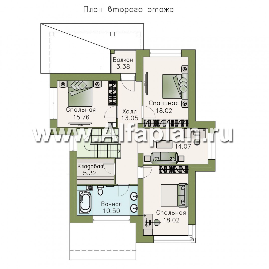 Проекты домов Альфаплан - «Эридан» - современный стильный дом с террасой - план проекта №2