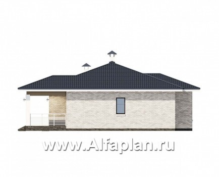 Проекты домов Альфаплан - «Эрато» - современный одноэтажный коттедж с террасой - превью фасада №2