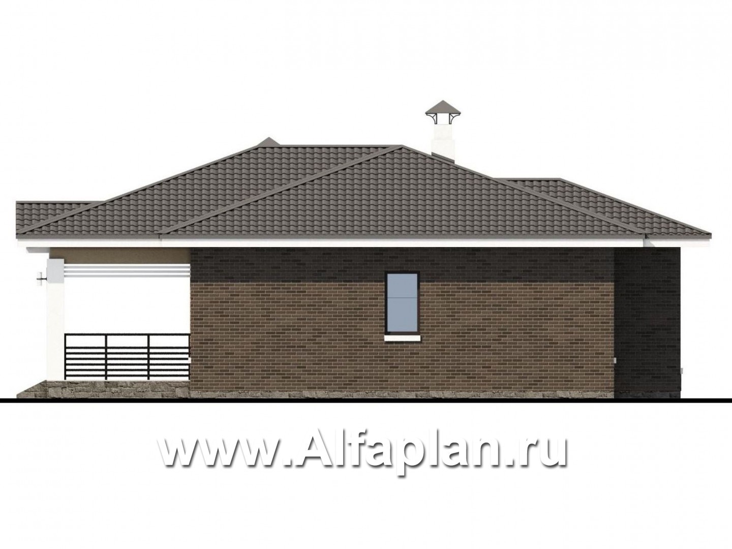 Проекты домов Альфаплан - «Талия» - современный одноэтажный коттедж с террасой - изображение фасада №2