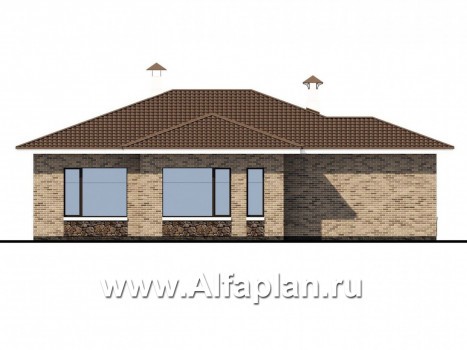 Проекты домов Альфаплан - «Аонида» - одноэтажный коттедж с остекленной верандой - превью фасада №4