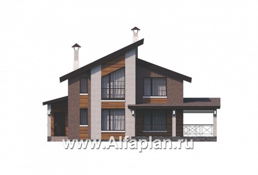 Проекты домов Альфаплан - 792А «Стимул» - проект стильного двухэтажного дома - превью фасада №1