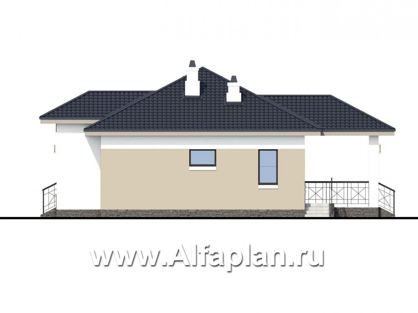Проекты домов Альфаплан - «Княженика» - проект экономичного одноэтажного дома  сауной - изображение фасада №2