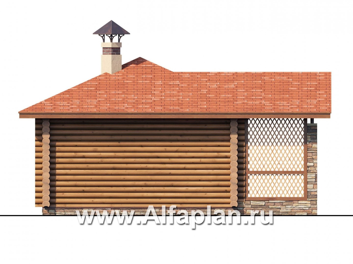 Проекты домов Альфаплан - Компактная, угловая деревянная баня с террасой - изображение фасада №4