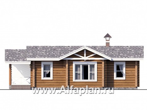 Проекты домов Альфаплан - Узкая деревянная баня с гостевой спальной - превью фасада №1