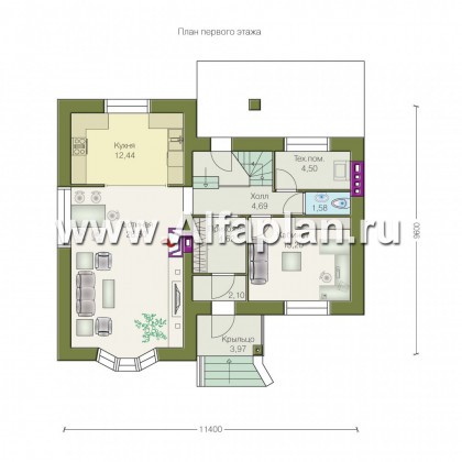 Проекты домов Альфаплан - «Фантазия» - проект дома с компактным планом для небольшого участка - превью плана проекта №1