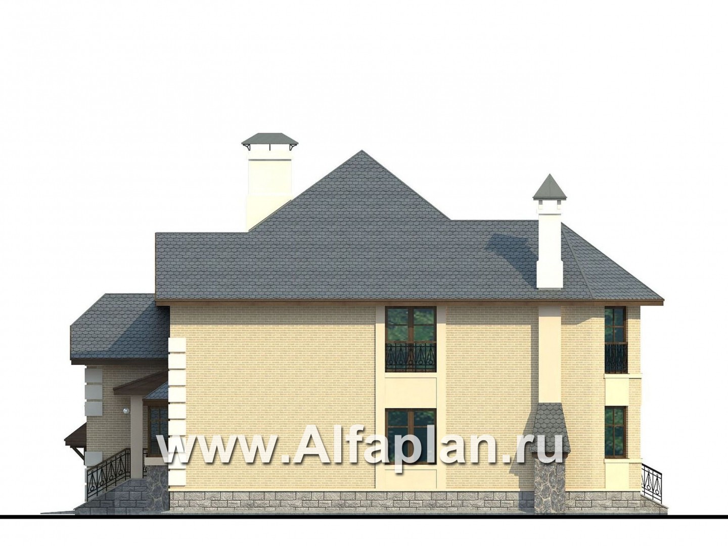 Проекты домов Альфаплан - «Эвридика» - красивый загородный дом с гаражом на две машины - изображение фасада №2