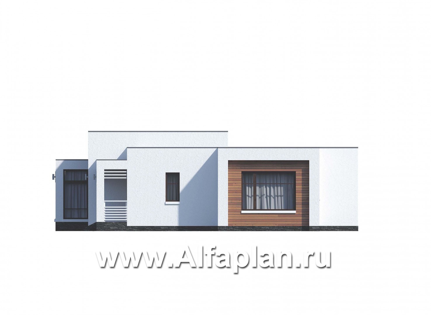 Проекты домов Альфаплан - «Эрато» — одноэтажный дом с плоской кровлей - изображение фасада №2