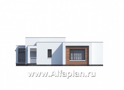 Проекты домов Альфаплан - «Эрато» — одноэтажный дом с плоской кровлей - превью фасада №2
