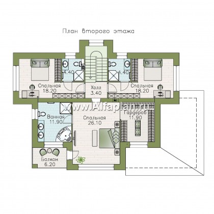 «Фрида» - проект современного двухэтажного дома, с удобной планировкой, в стиле модерн - превью план дома