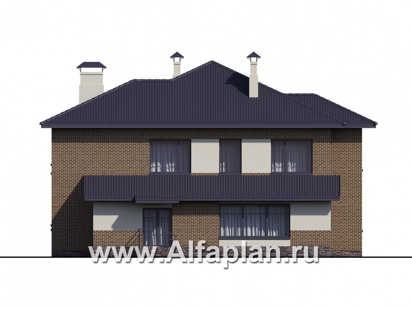 Проекты домов Альфаплан - «Арно» - классический особняк с двусветной столовой и бассейном - изображение фасада №3
