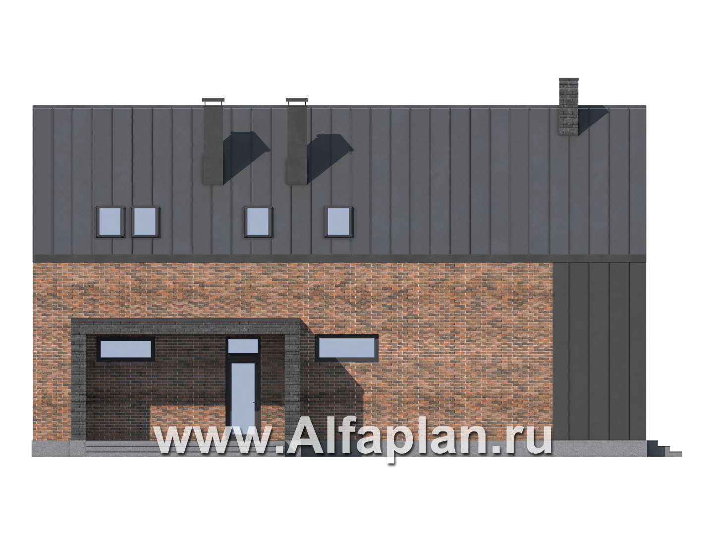 Проект дома с мансардой, планировка с террасой, 5 спален, в стиле барнхаус - фасад дома