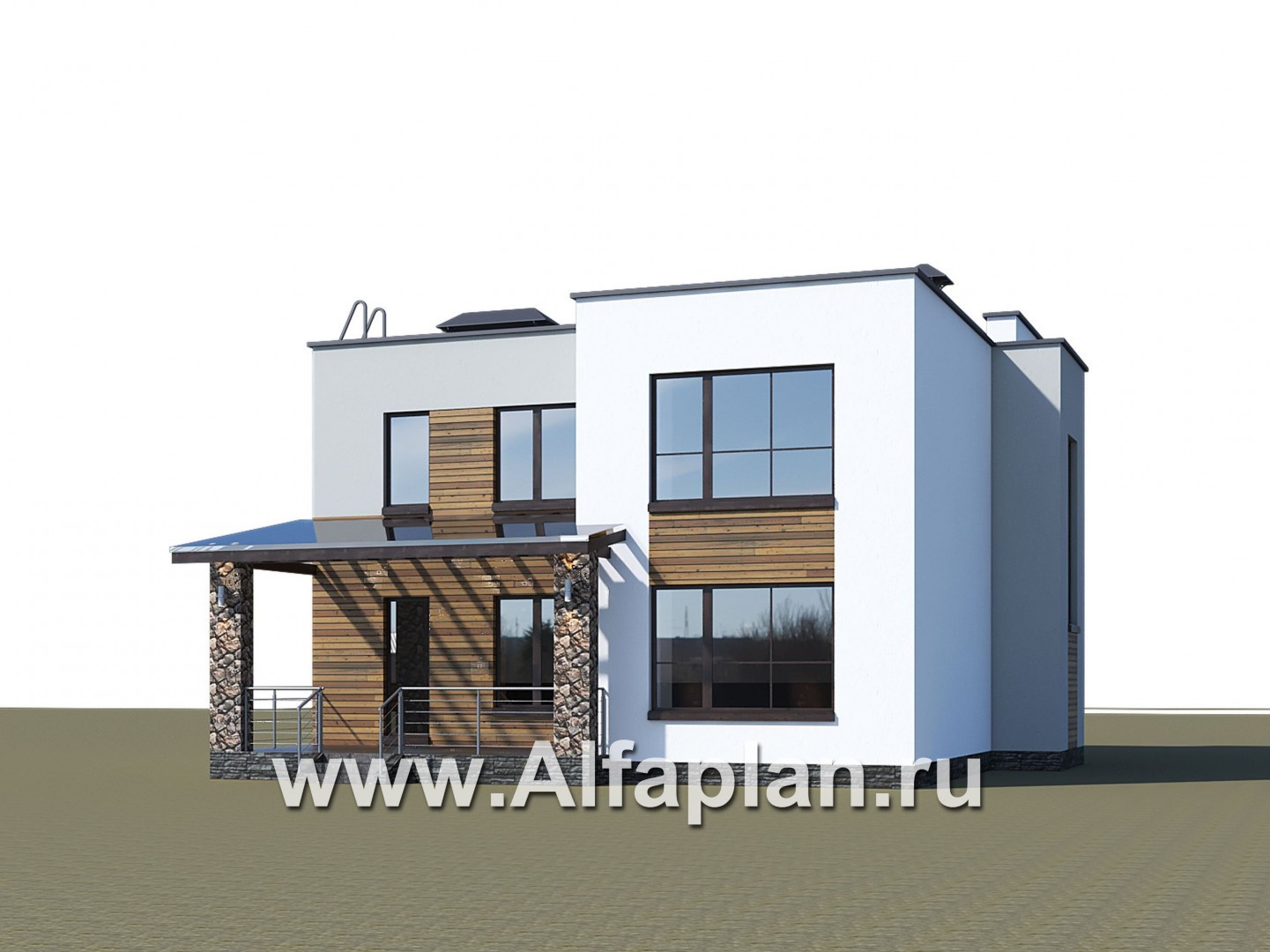 Проекты домов Альфаплан - «Престиж» - проект удобного и просторного дома с плоской кровлей - дополнительное изображение №2