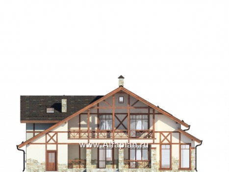 Проекты домов Альфаплан - Проект альпийского шале - превью фасада №3