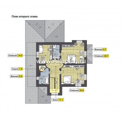 Проект двухэтажного дома, планировка с гостевой на 1 эт и с террасой с барбекю - превью план дома
