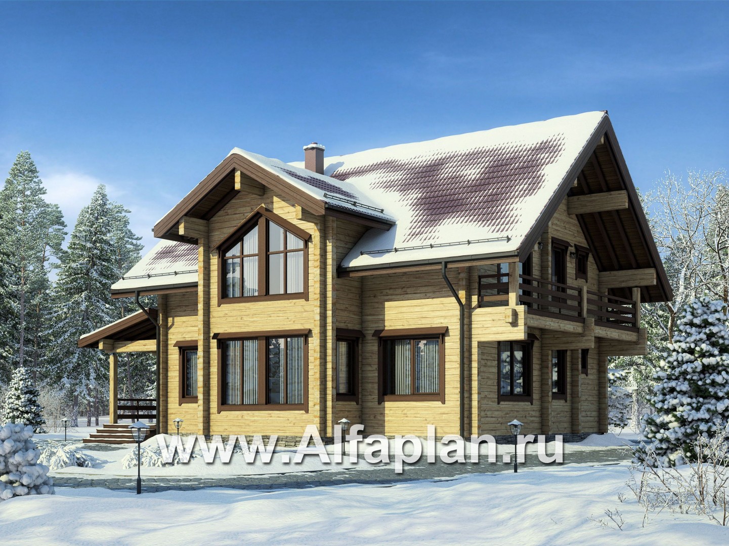 Проекты домов Альфаплан - Проект деревянного дома для большой семьи - дополнительное изображение №1