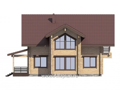 Проекты домов Альфаплан - Проект деревянного дома для большой семьи - превью фасада №2