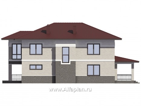 Проекты домов Альфаплан - Проект двухэтажного дома для узкого участка - превью фасада №2